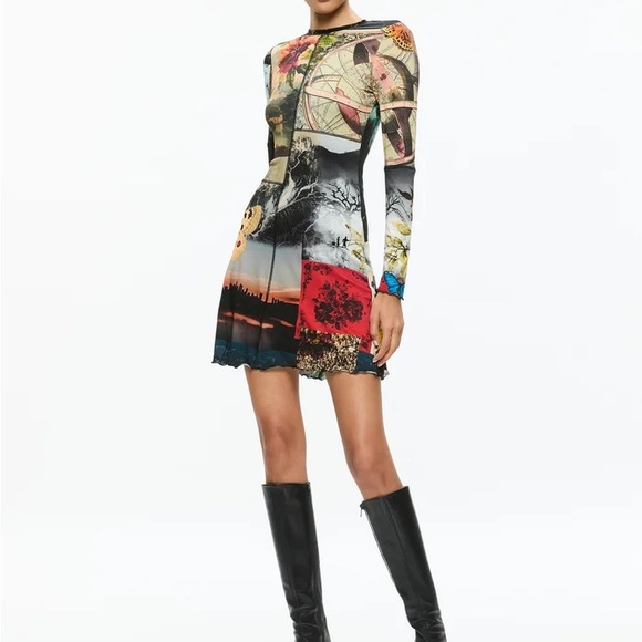 delora lace paneled dress alice + olivia - Delora Lace Paneled Mock Neck Dress